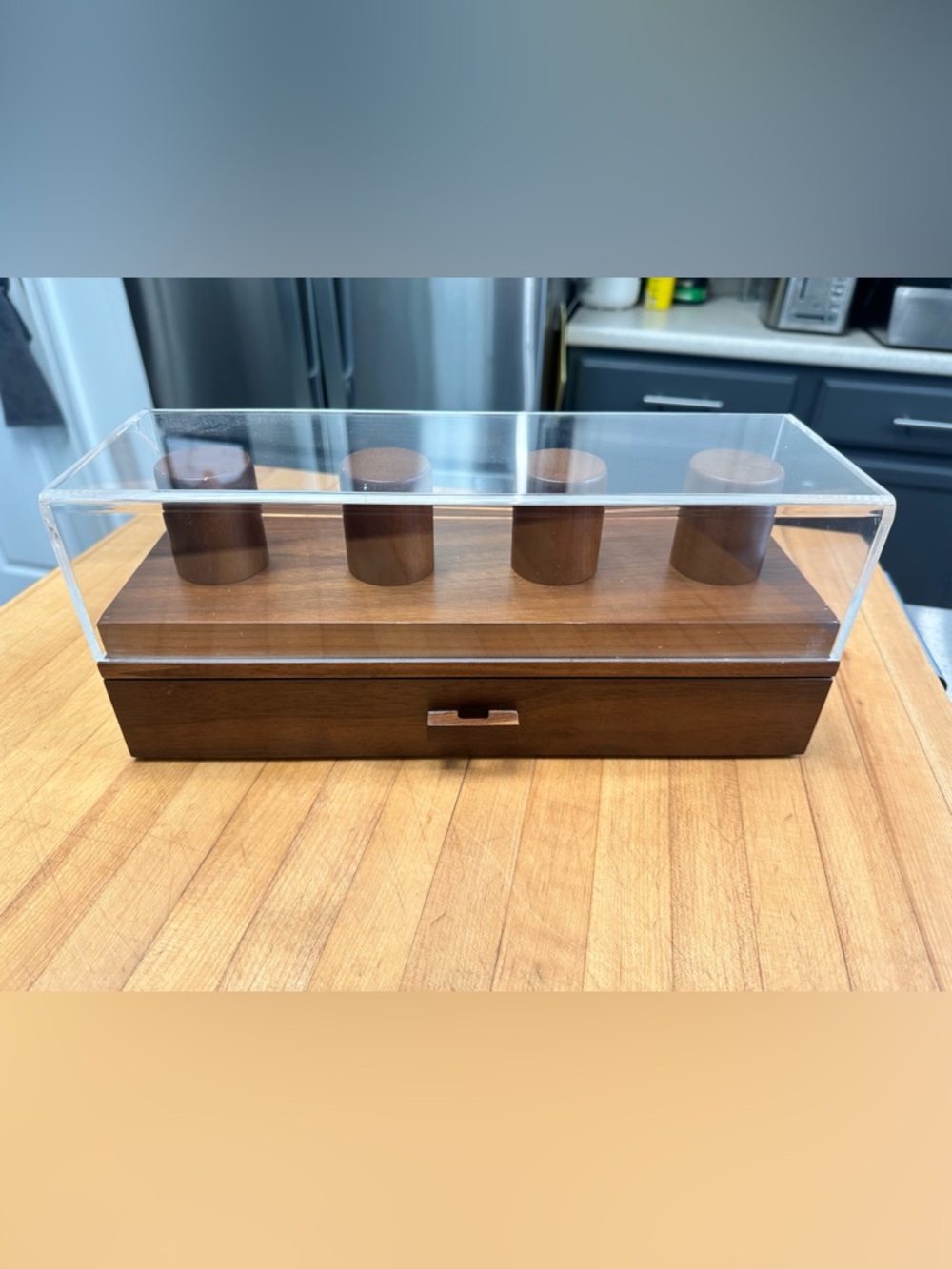 Vintage Wooden Watch Display Case with Clear Acrylic Lid - Brown